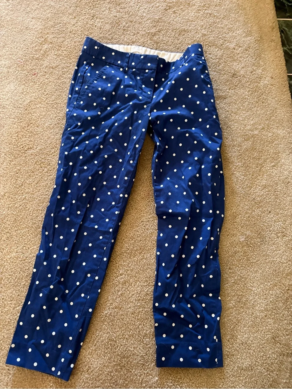 J. Crew Cream and Navy Stretch Waistband Pants
